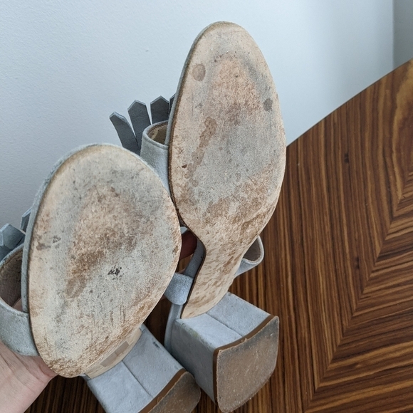 Alberto Zago suede Open Toe Casual tassel Slide grey size 39 9US s2 - Picture 12 of 12